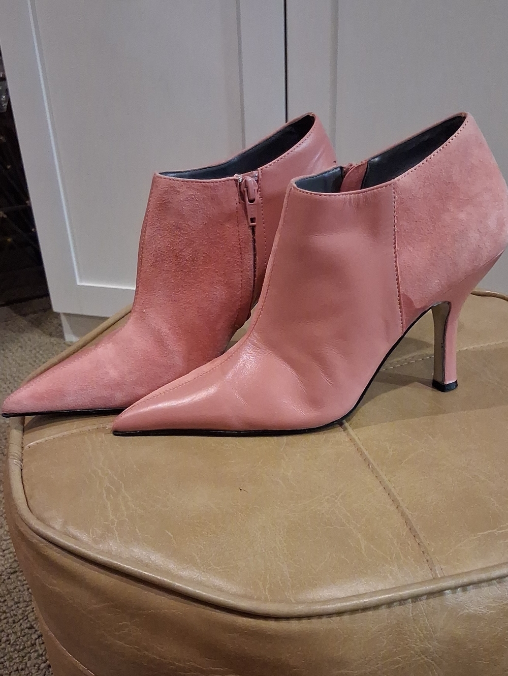 SAM AND LIBBY Women's Pink Pointed-Toe Ankle Booties